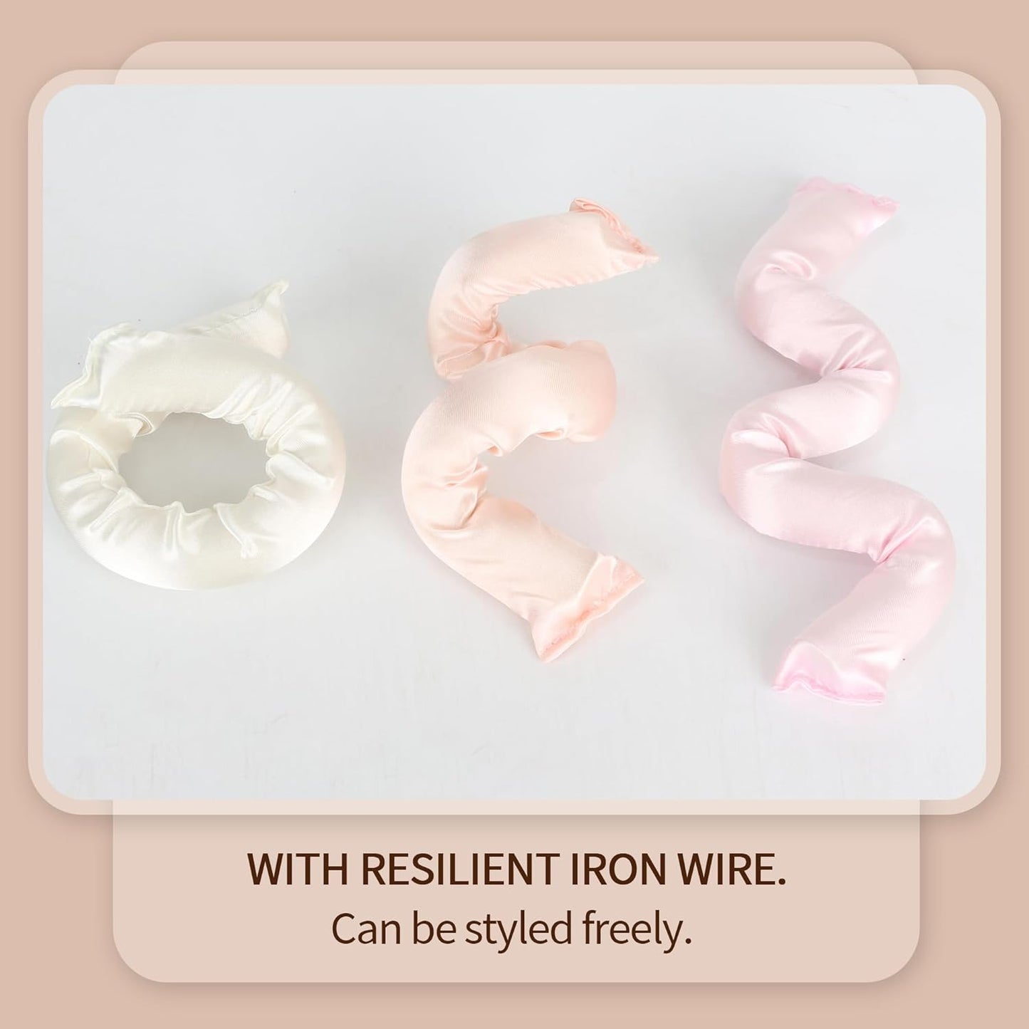 Satin Covered Overnight Hair Curlers, Flexi Rods for Heatless Sleep-in Curls, Curling Rods for Straight Short Hair - 6 Pcs