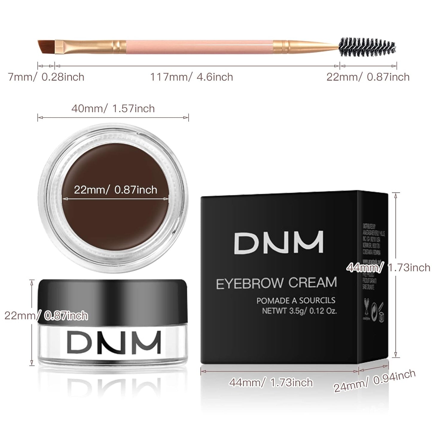 2Pcs Brow Pomade Set with Dual-ended Eyebrow Brush, High pigment Water proof Natural finish Eyebrow Makeup Set with Eyebrow Brush for Women and Girls（03#）