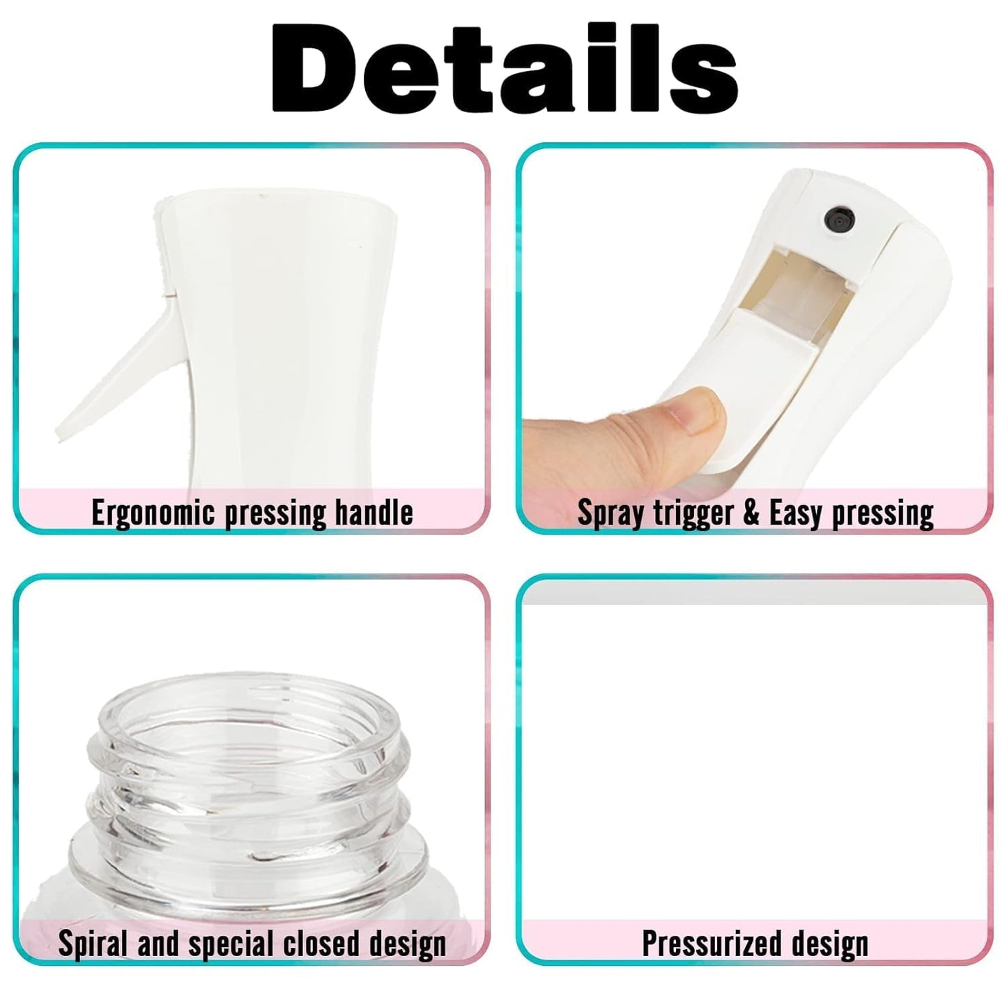 Continuous Spray Bottle, 6.8OZ /200ML Hair Mister Spray Bottle, Fine Mist for Salons,Barber, Plants, Skin Care, Cleaning(Red Blue Gradient,1 Pack)