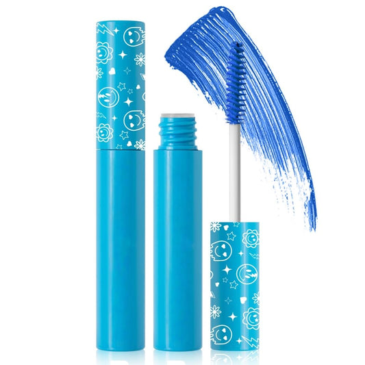 6 Colors Fluorescent Mascara, Glow Colored Mascara, Parties, Weddings, Stage Use, Party Night, Halloween Christmas Parties, High Pigmented, Apply to Eyelashes/Eyebrows/Hair (Blue)