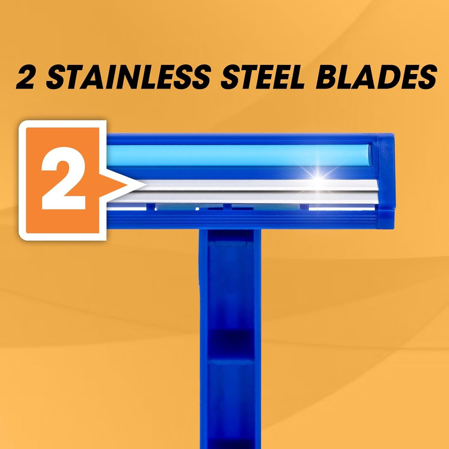 CXYARY 50 Pcs Disposable Razors With Lubricating Strip, 2 Blade Razors with Clear Safety Cap, Disposable Razors Bulk for Men Women, Multipurpose Portable Shave Razor for Bathing Hotel Travel, Blue