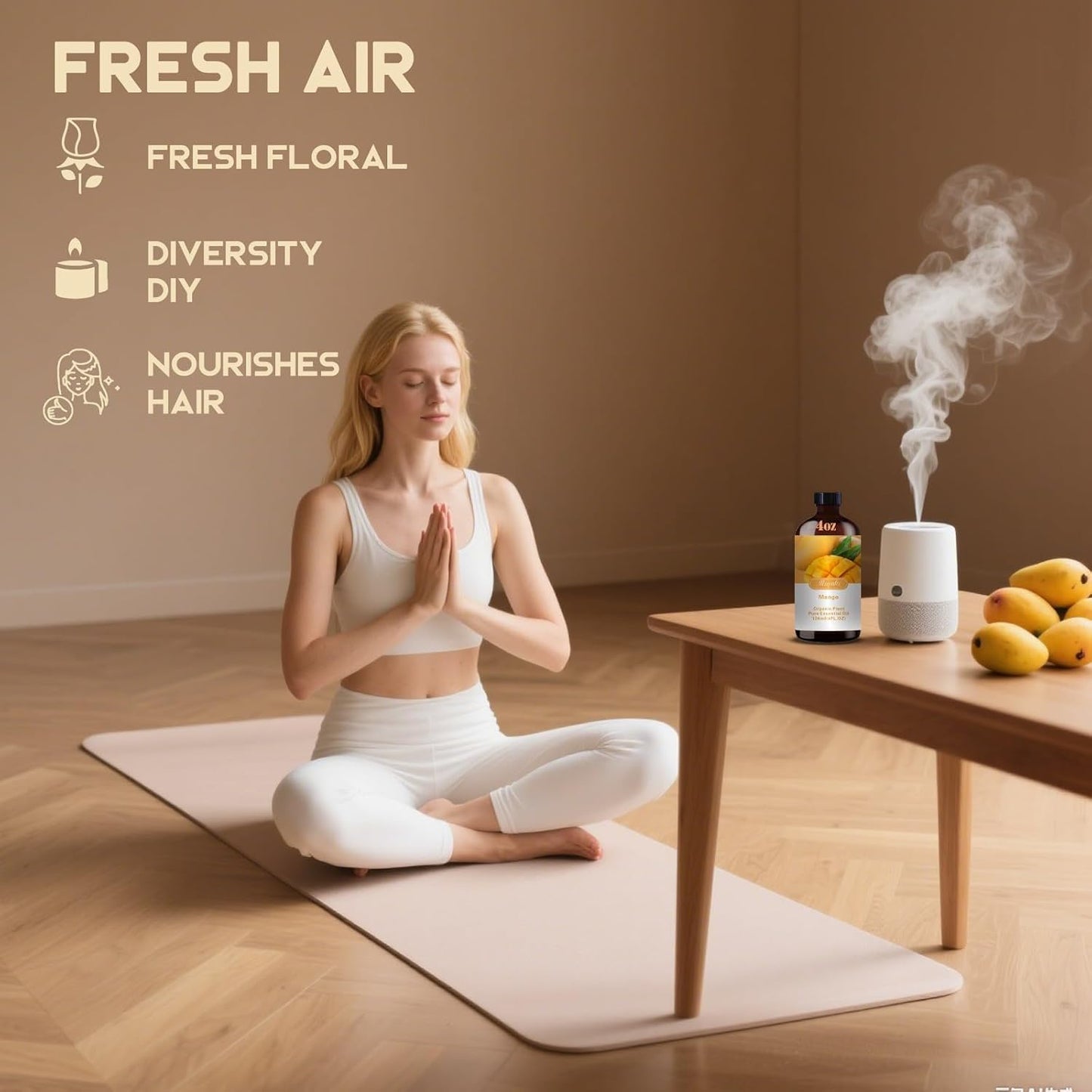 Mango Fragrance Oil-Mango Essential Oil 4.33oz (130ml)-100% Pure Natural Scent for Diffusers, Candles, Soap Making & Aromatherapy-Relaxing Home & Gift Essential Oil for Bath, Massage