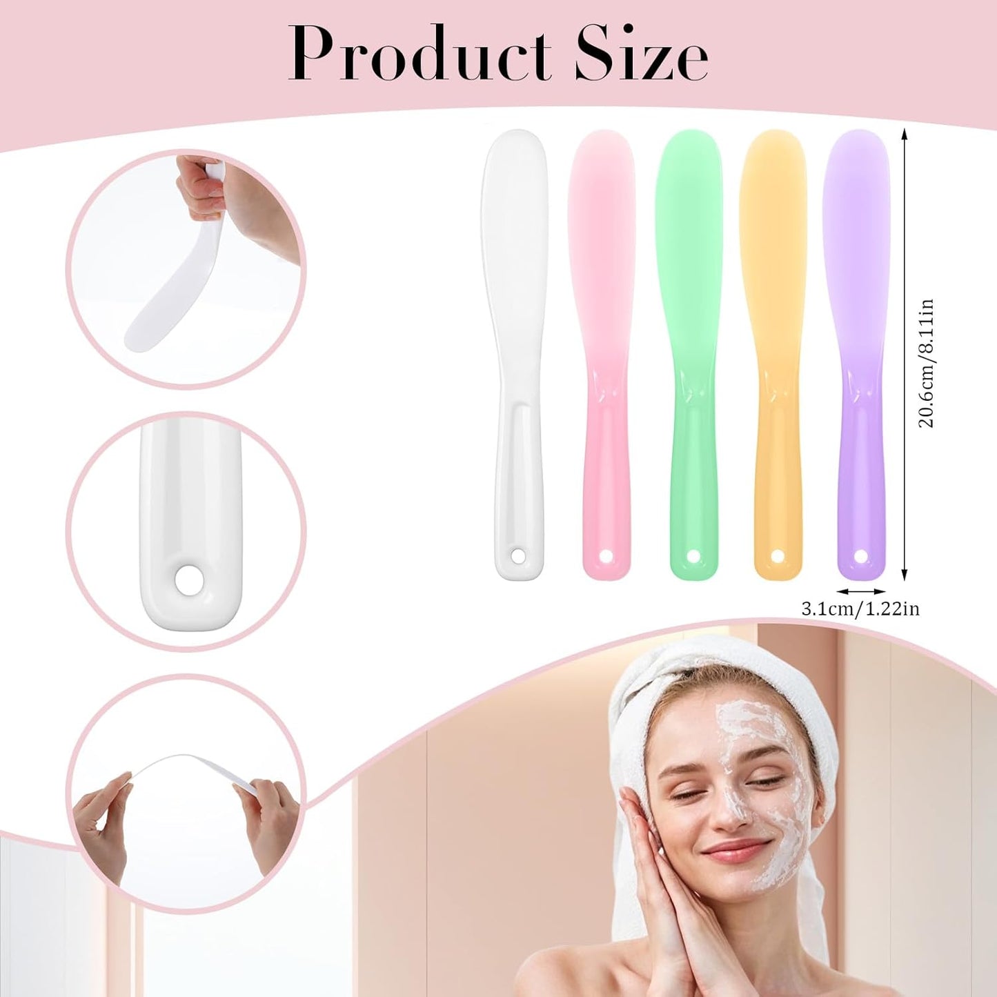 Silicone Face Mask Applicator Tool, 5Pcs Reusable Makeup Spatula,Mask Spatula, Small Plastic Skin Care Spatulas Cream & Lotion Spatulas Tools for DIY Skincare