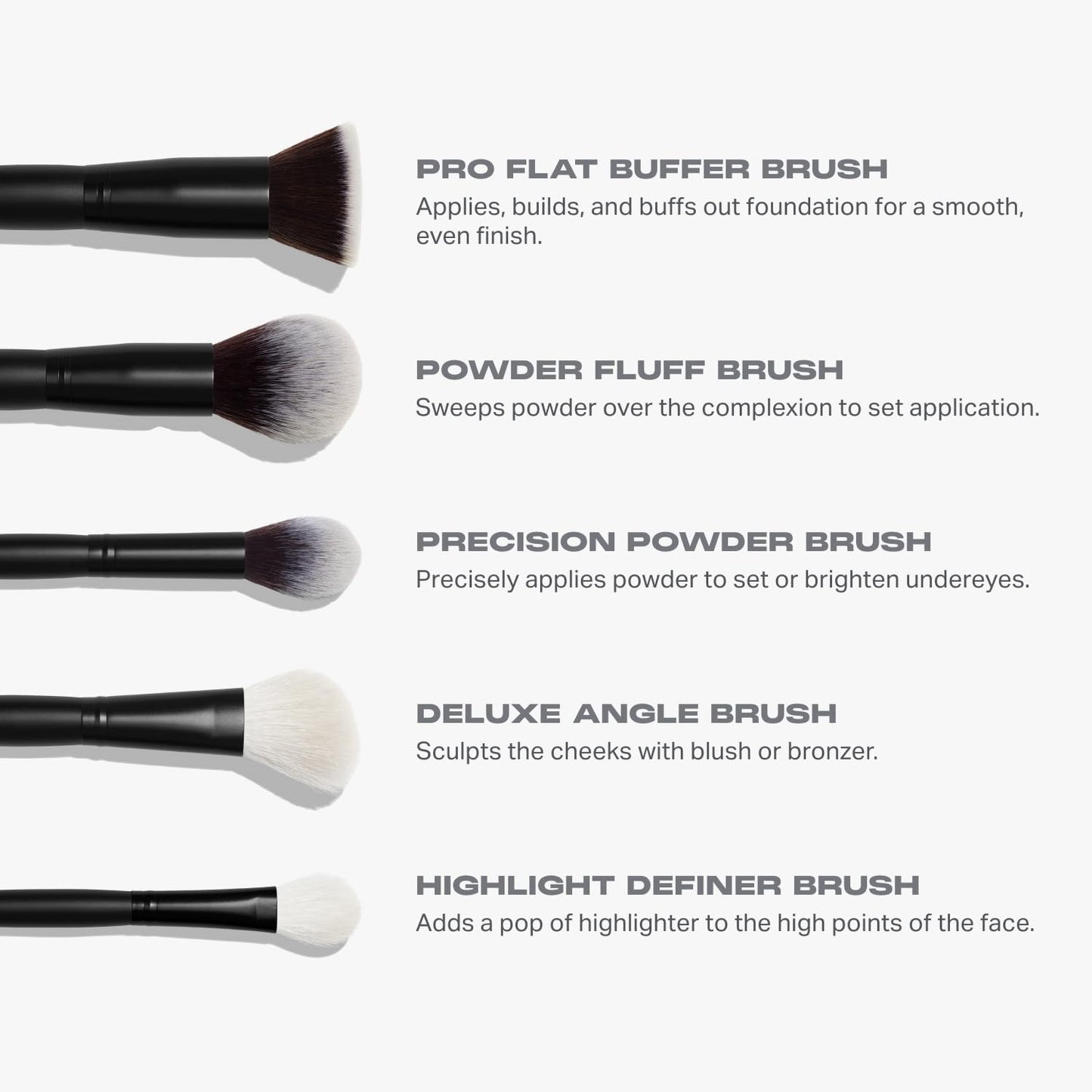 Morphe Face The Beat Makeup Brushes - 5 Piece Makeup Brush Set with Foundation, Blush, Contour & Blending Brushes - Made with Synthetic Bristles & Includes Makeup Brush Case (5 Count)