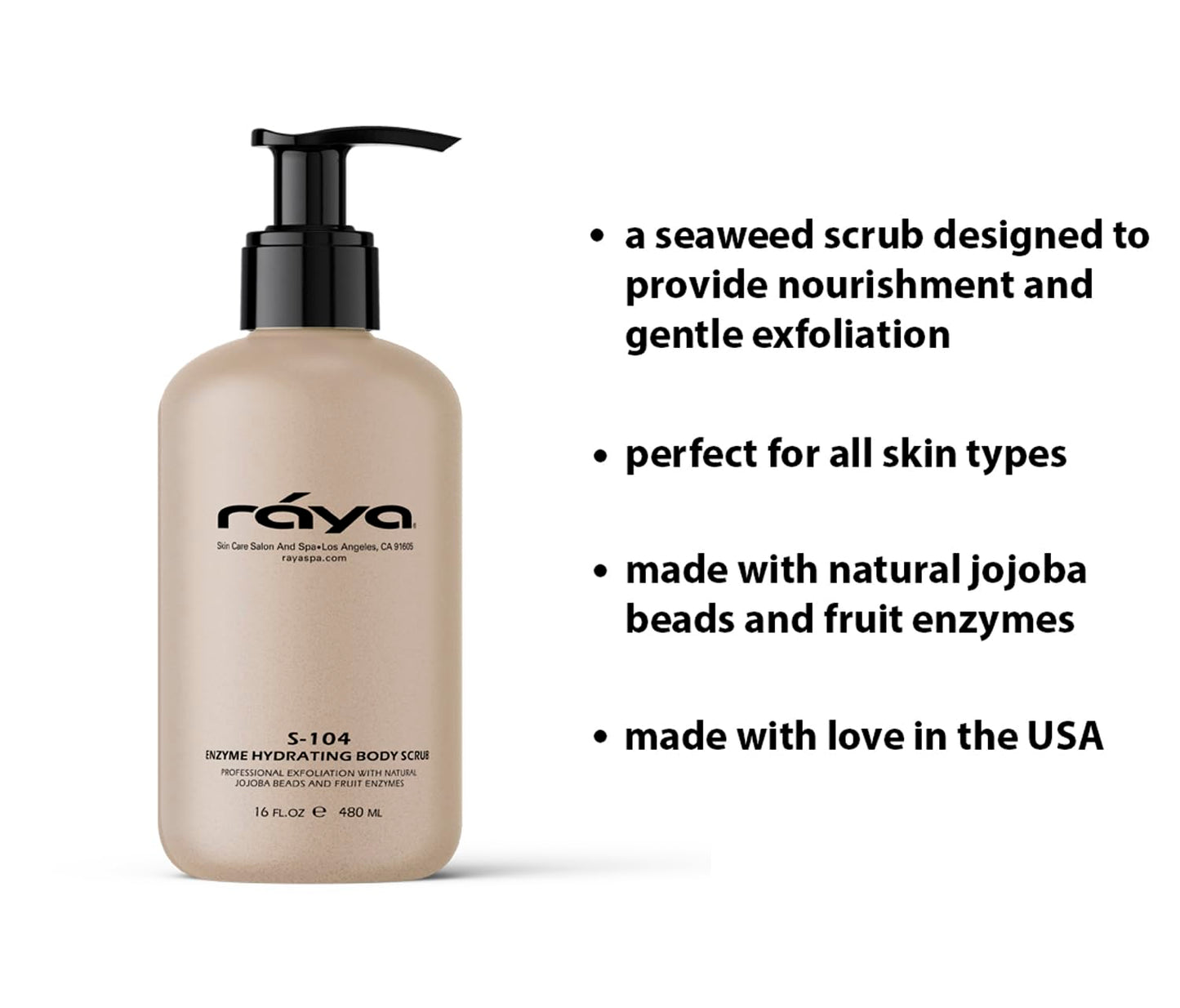 RAYA Enzyme Hydrating Body Scrub 16 oz Orange Vanilla Scent (S-104) | Gentle and Exfoliating Body Scrub | Made with Seaweed, Jojoba Beads, and Fruit Enzymes