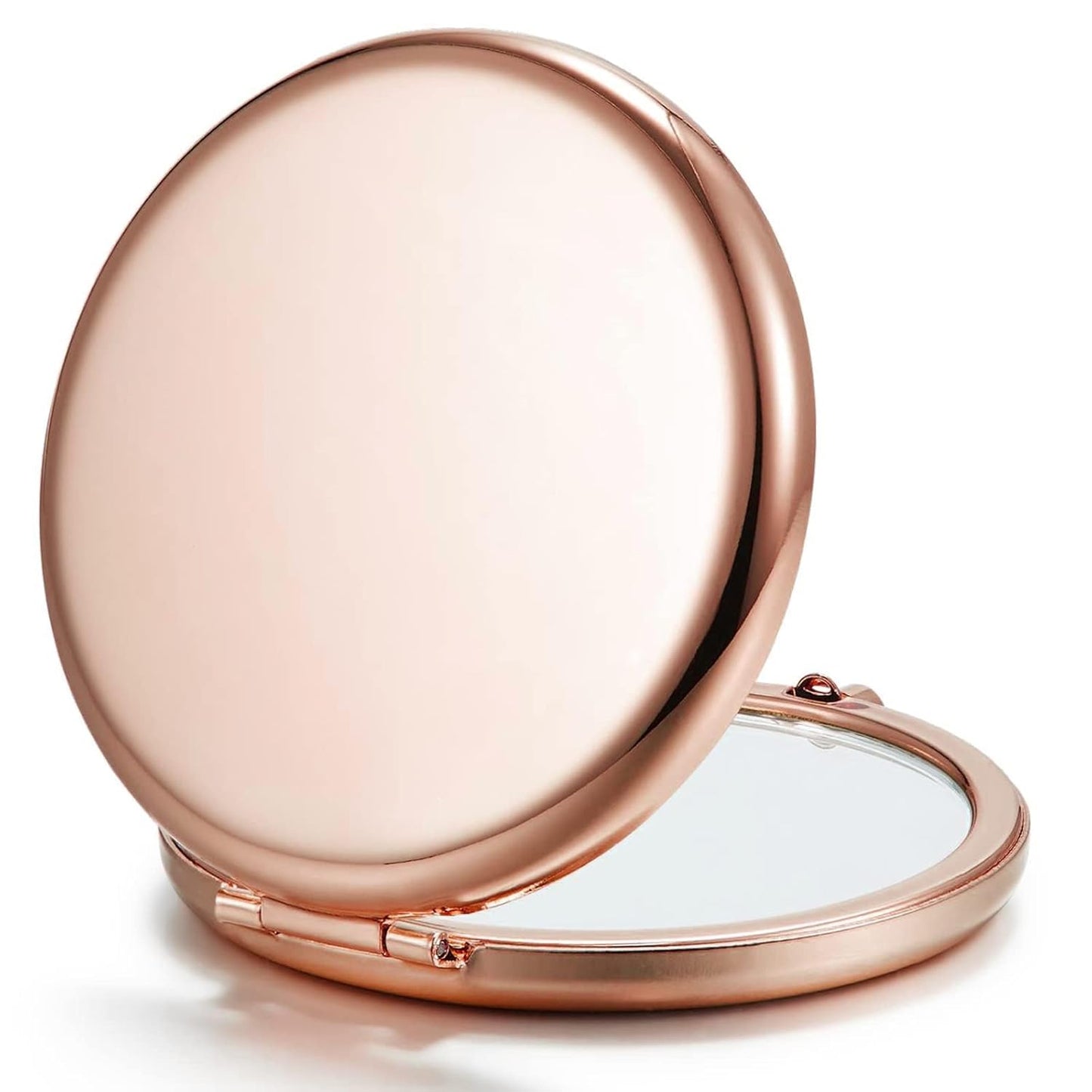 Compact Mirror for Purse, Set of 24 Double-Sided 1X/2X Magnifying Metal Pocket Makeup Mirrors(Round, Rose Gold)