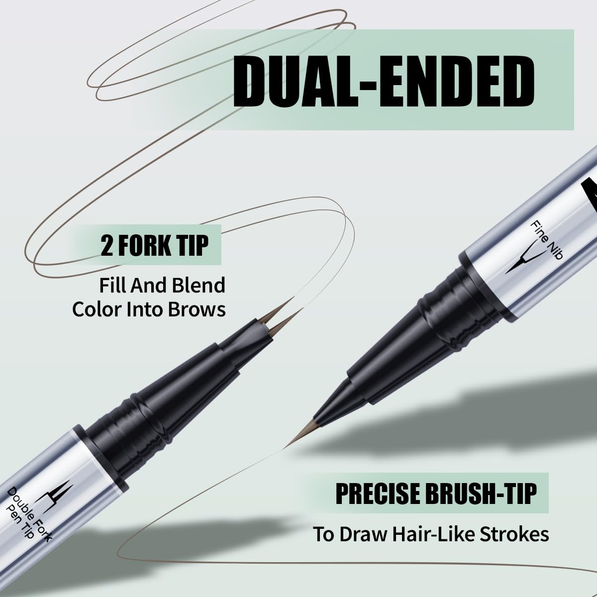 Eye Brow Pencils for Women Brown,2-in-1 Dual-Ended Eye Brow Pencil with 2-Fork-Tip and Precise Brush-Tip, Microblading Eyebrow Pen for Waterproof Long Lasting Natural Hair-Like Brows(Dark Brown)