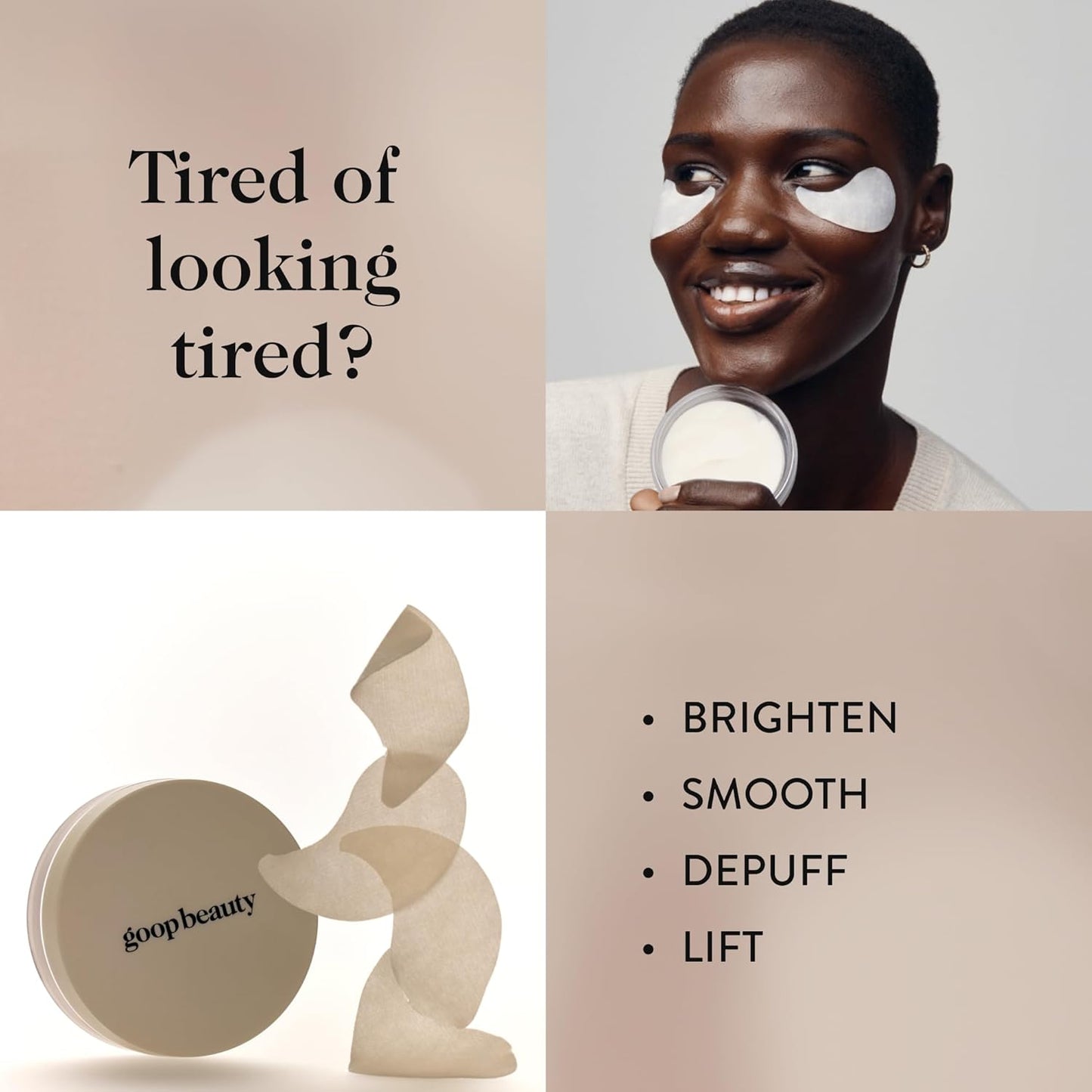 goop Beauty Eye Masks for Puffy Eyes | Under Eye Patches for Dark Circles | VEOCEL Lyocell Masks in Niacinamid Serum | Improves Crows Feet, Fine Lines, & Wrinkles | Paraben & Silicone Free | 30-Pack