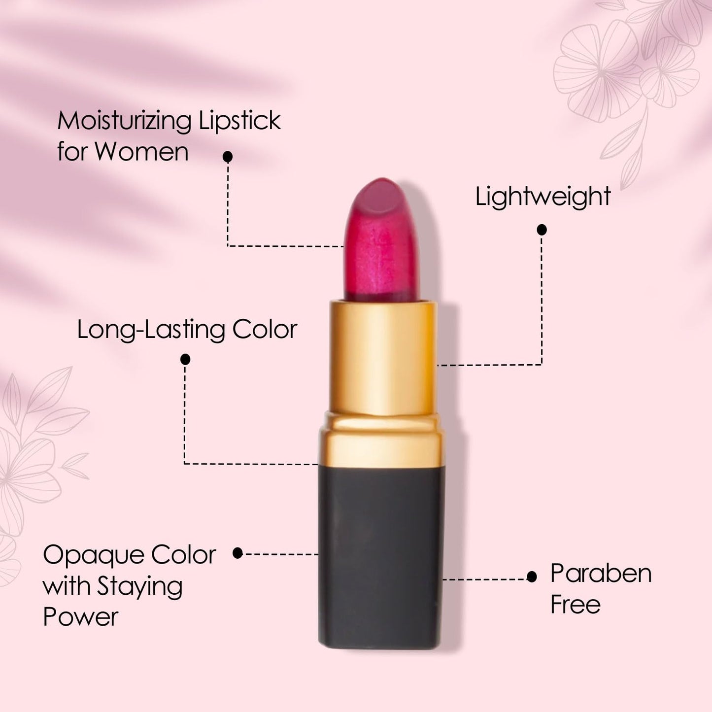 Vera Moore Creme Lipstick, Long Lasting, Lightweight, Moisturizing Opaque Color with Staying Power, Fragrance, and Paraben Free Cosmetics Soft Lipstick (Fuchsia)