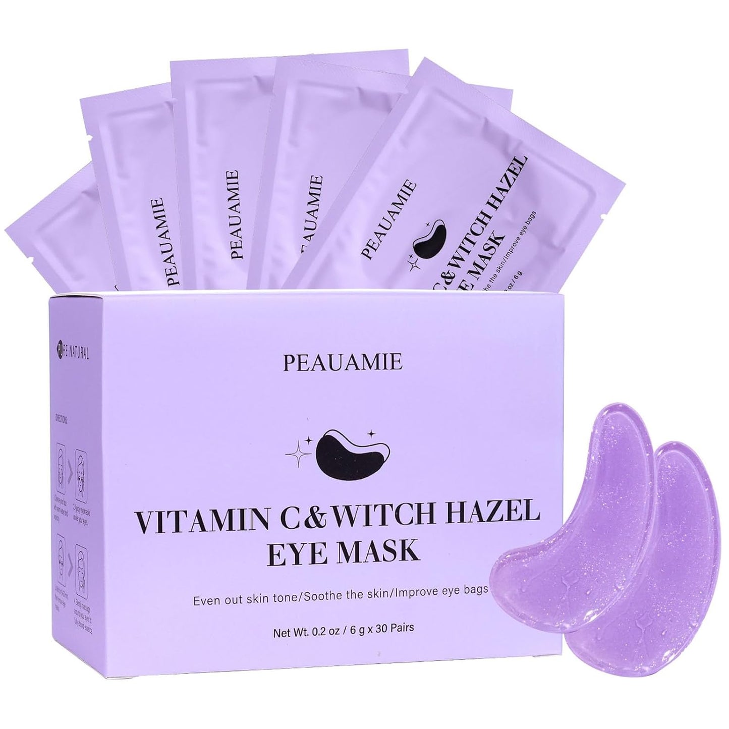 Under Eye Patches with Vitamin C and Witch Hazel Eye Mask for Dark Circles and Puffiness,Face Mask Skin Care Products 30 Pairs