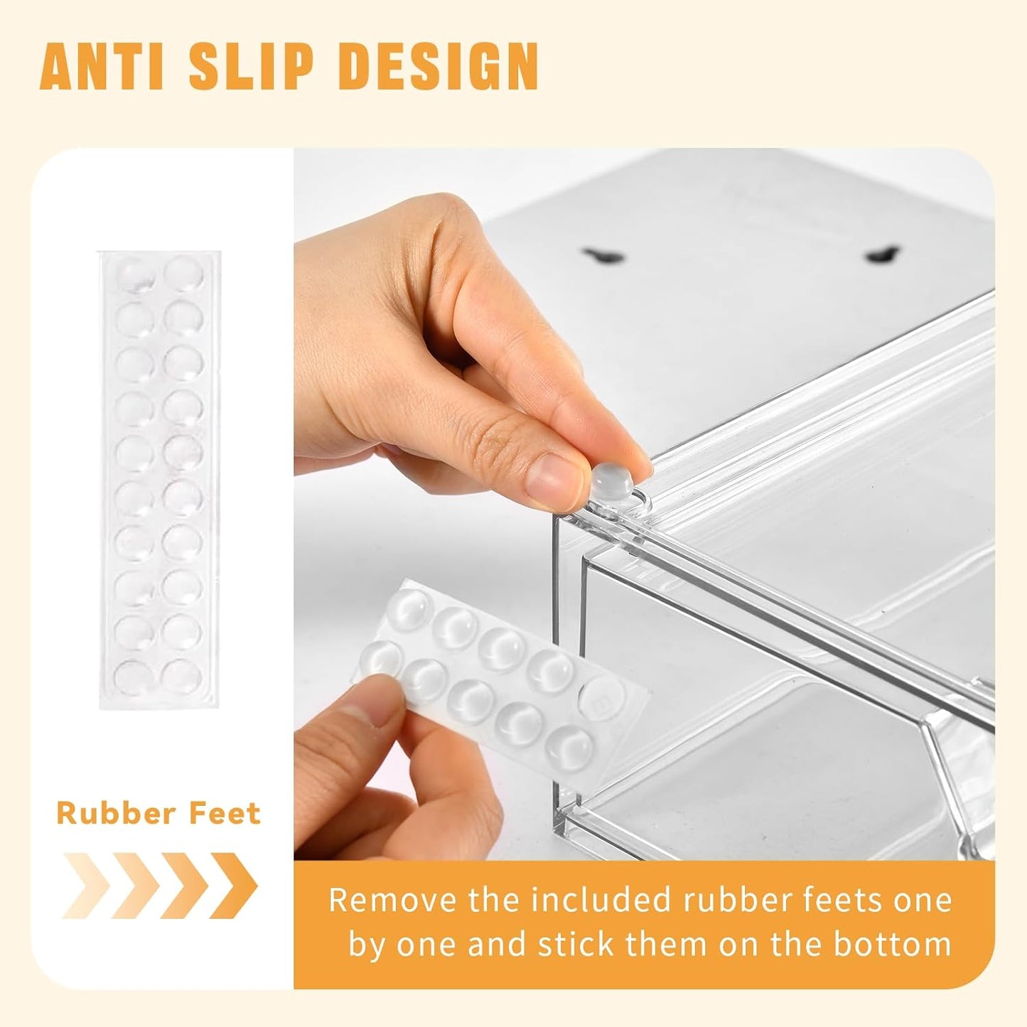 3 Pack Stackable Makeup Organizer, 12.1''L Acrylic Bathroom Organizer and Storage Undersink Drawer, Cosmetics and Beauty Supplies,Clear Plastic Storage Bins for Vanity,Pantry,Desk,Cabinet,Kitchen