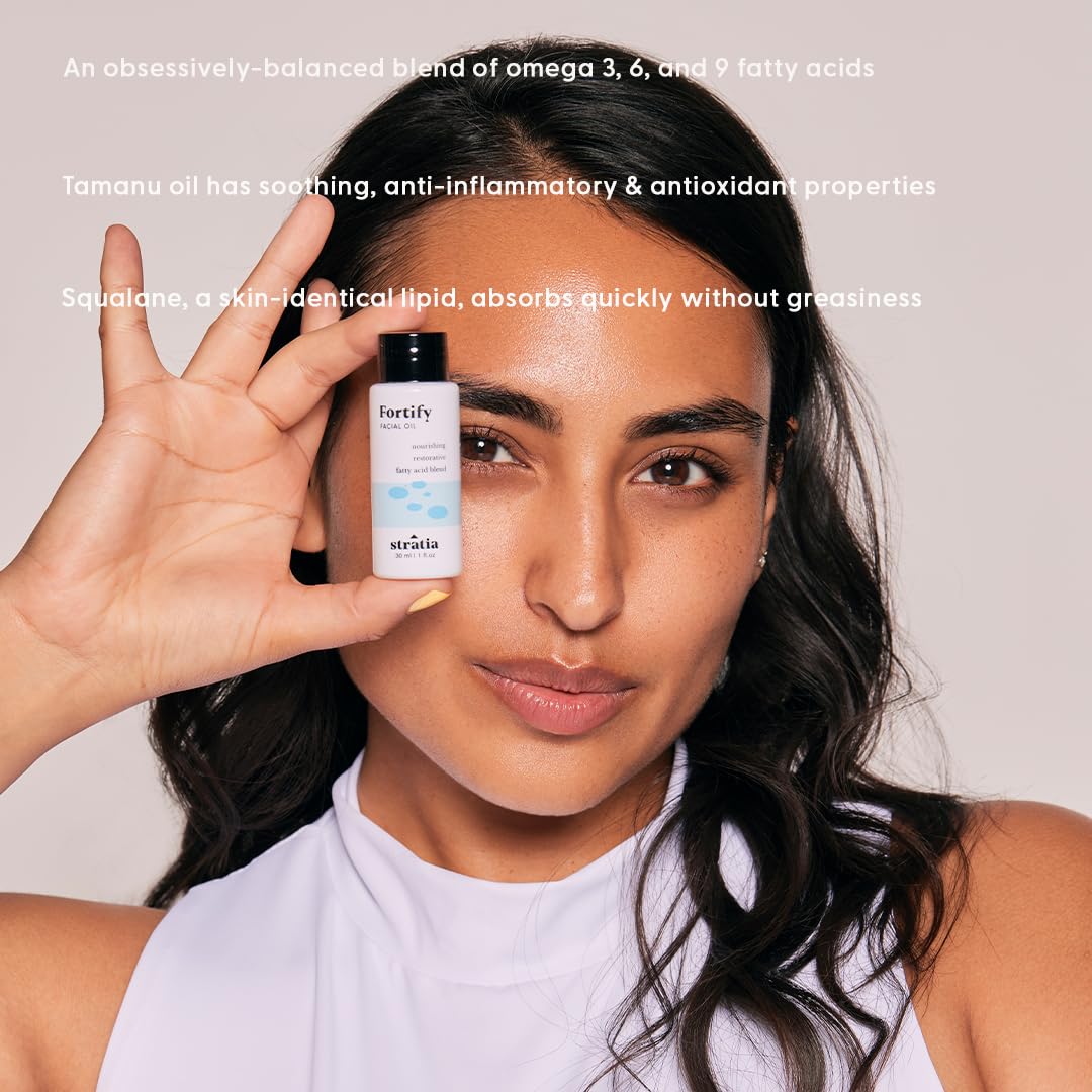 Stratia Fortify - Restorative Facial Oil with Omega Fatty Acids Blend, Nourishing & Non-Greasy for Dry, Combo & Sensitive Skin, 1 Fl Oz