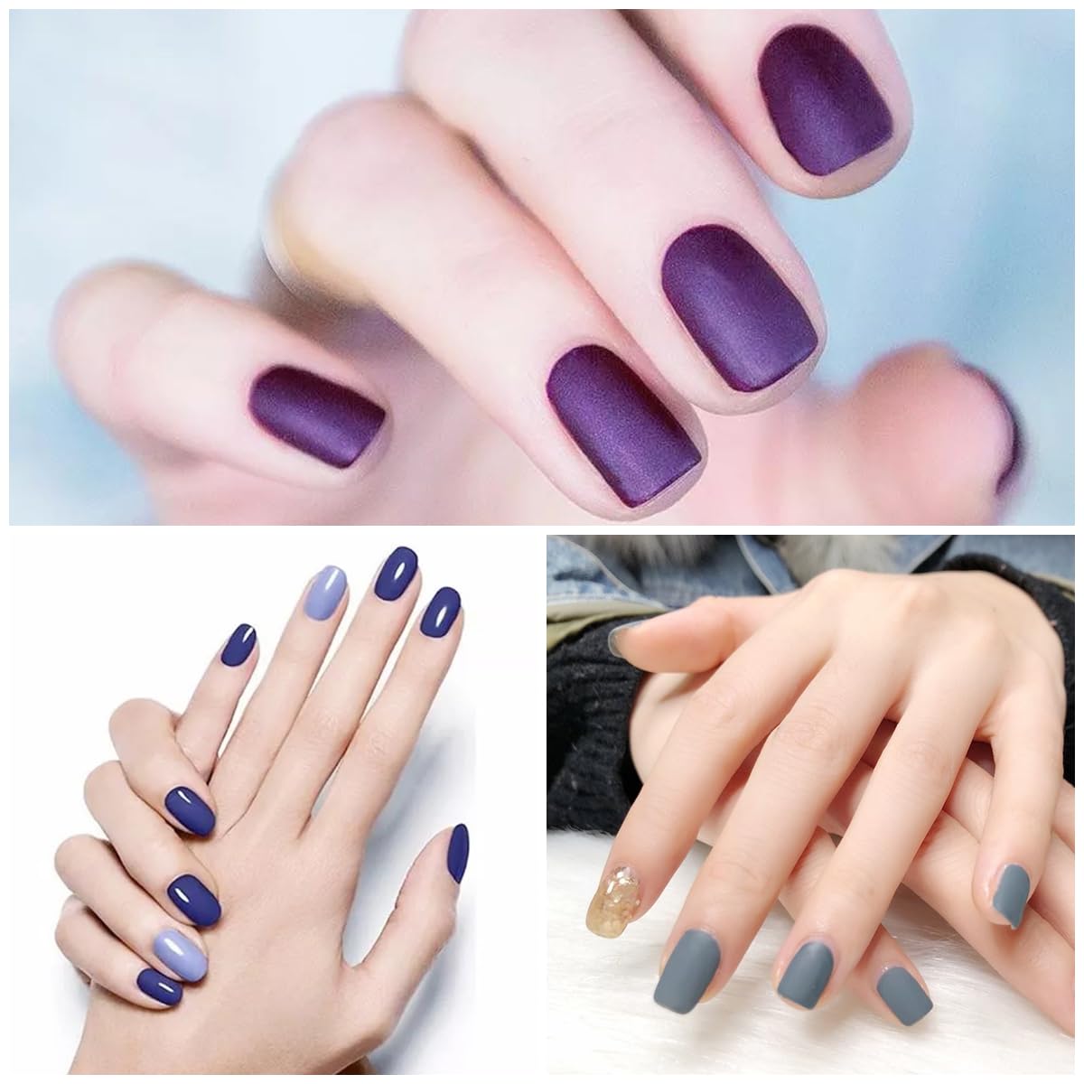 SILPECWEE 16 Sheets Dark Nail Wraps for Women Stick on Nail Polish Strips Gel Nail Strips Self Adhesive Nail Polish Stickers Black Fingernail Sticker Nails Manicure Kit with Nail File