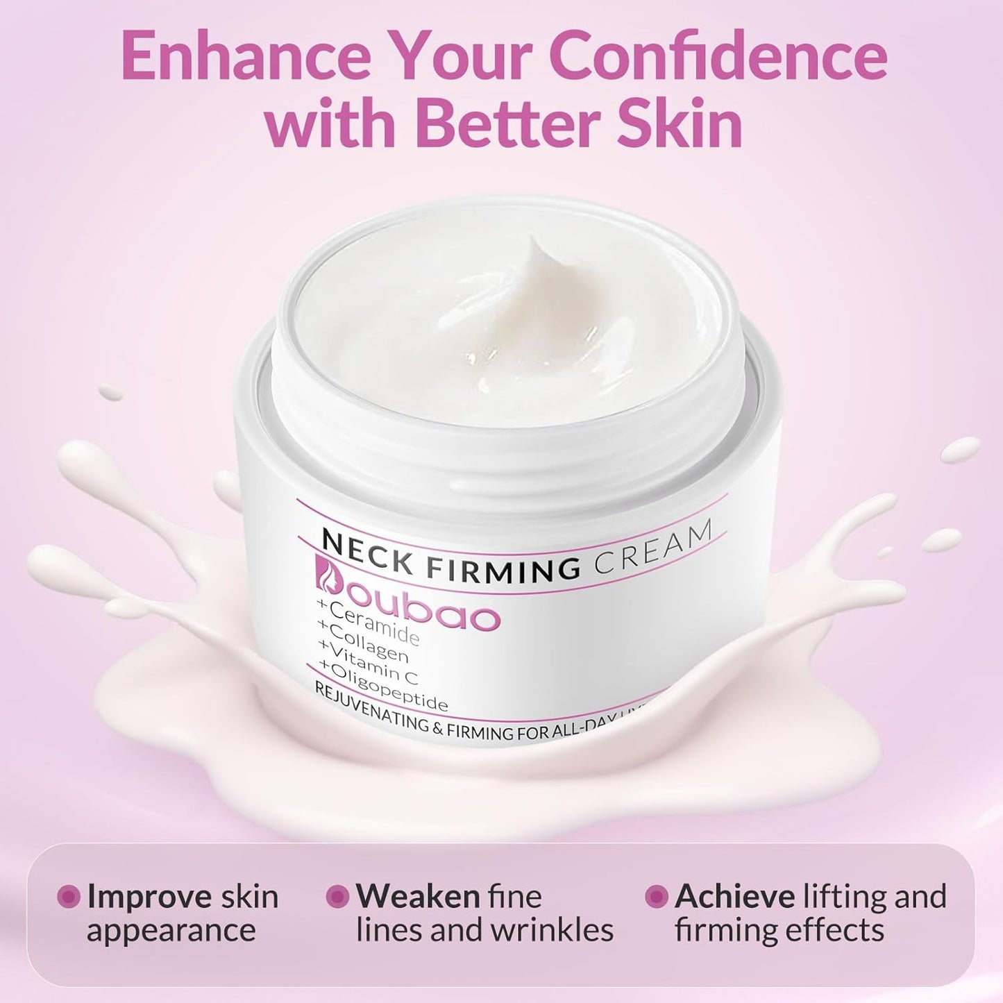 Neck Firming Creams for Tightening and Firming, Moisturizer Face Cream with Collagen, Hyaluronic Acid, Day & Night Anti-Aging Skin Tightening Cream Neck, Décolleté & Face – 1.7Fl Oz