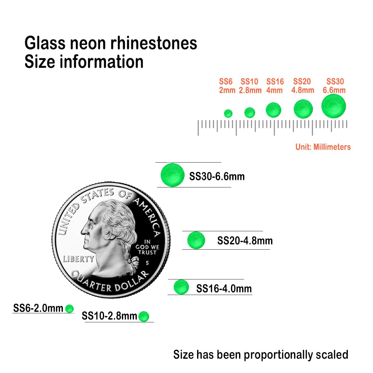 Flatback Glass Rhinestones,Bedazzler Gems 288pcs Non Hotfix Crystal Rhinestones for Nail Charms Crafts Clothes Tumblers,Green Neon,SS30