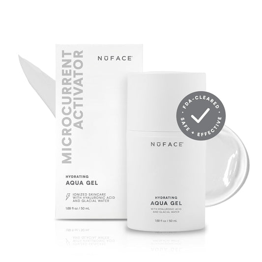 NuFACE Aqua Gel Activator - Microcurrent Conductive Gel & Activator Powered by IonPlex & Hyaluronic Acid to Enhance Results of NuFACE Microcurrent Facial Device - Improves Skin Radiance (1.69 oz)