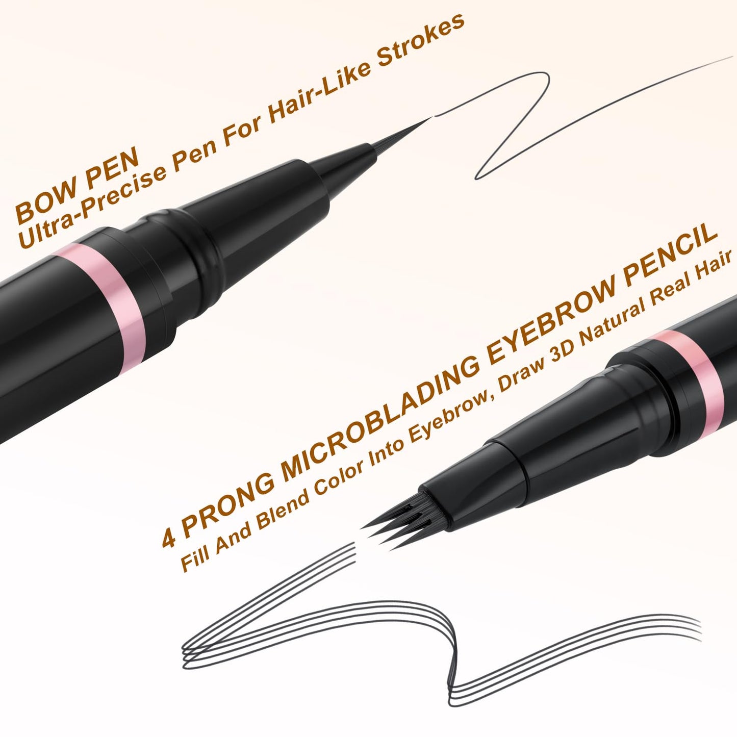 LAVONE Eyebrow Pencil Makeup Kit, with Waterproof 2-IN-1 Microblading Eyebrow Pen, Eyebrow Pomade, Eyeliner and Dual-ended Eyebrow Brush, Brow Pencil Kit for Natural Eyebrows - Black