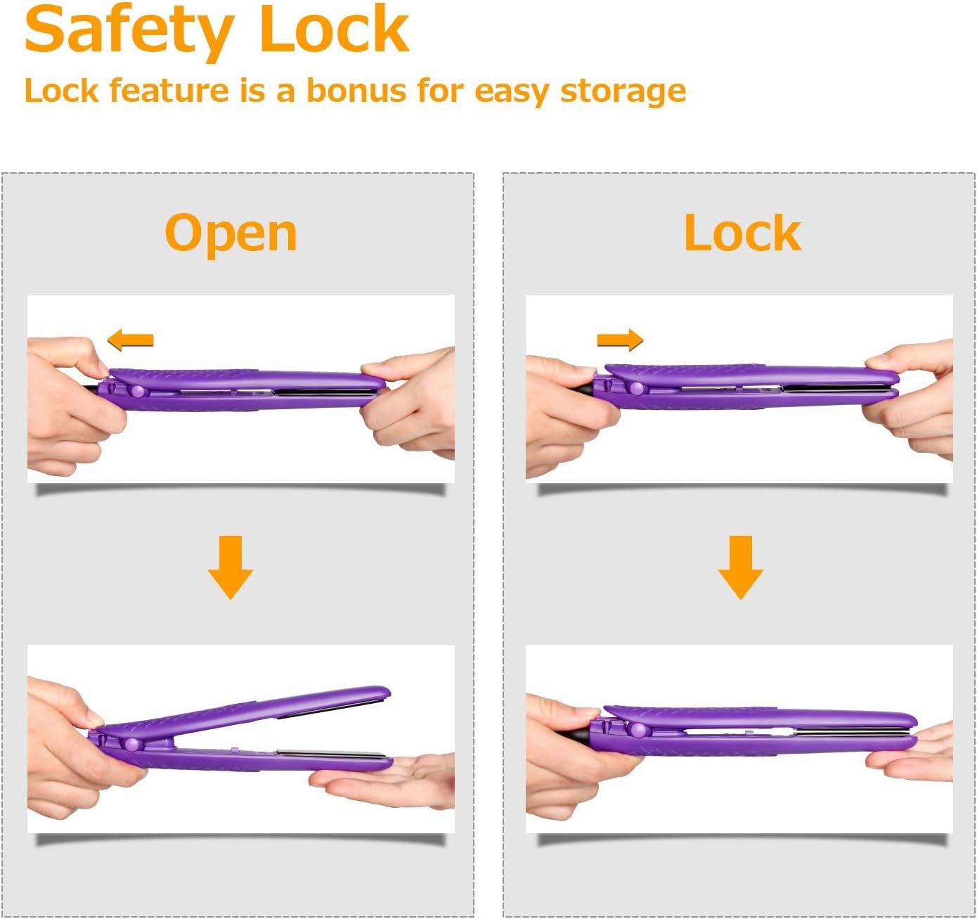 AmoVee Mini Flat Iron, 0.7 Inch Mini Hair Straightener, Small Flat Iron for Short Hair,Curls Bangs, Dual Voltage Travel Hair Straightener（Purple）