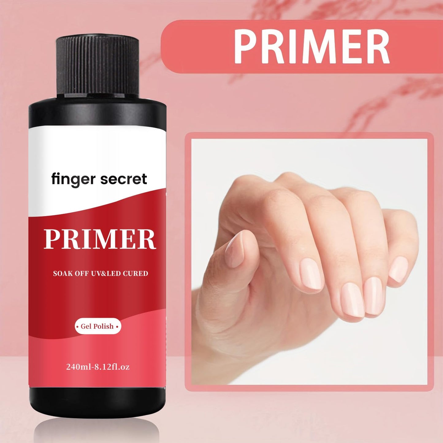 240ml/8floz Nail Primer for Gel Polish,Primer Nail Prep, Nail Primer for Nail Art Design in Salon or Home Use