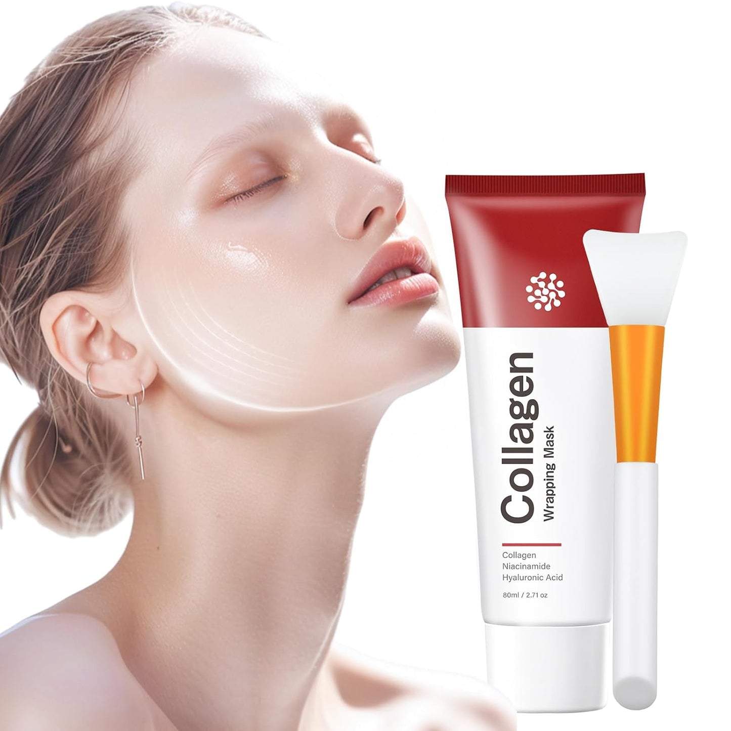 Collagen Night Wrapping Mask Hydrating Peel Off Face Mask for Women Tightening Lifting Facial Mask Skincare Anti Aging Collagen Masks for Wrinkles Fine Line Moisturizing Glowing Glass Skin 2.71oz/80ml