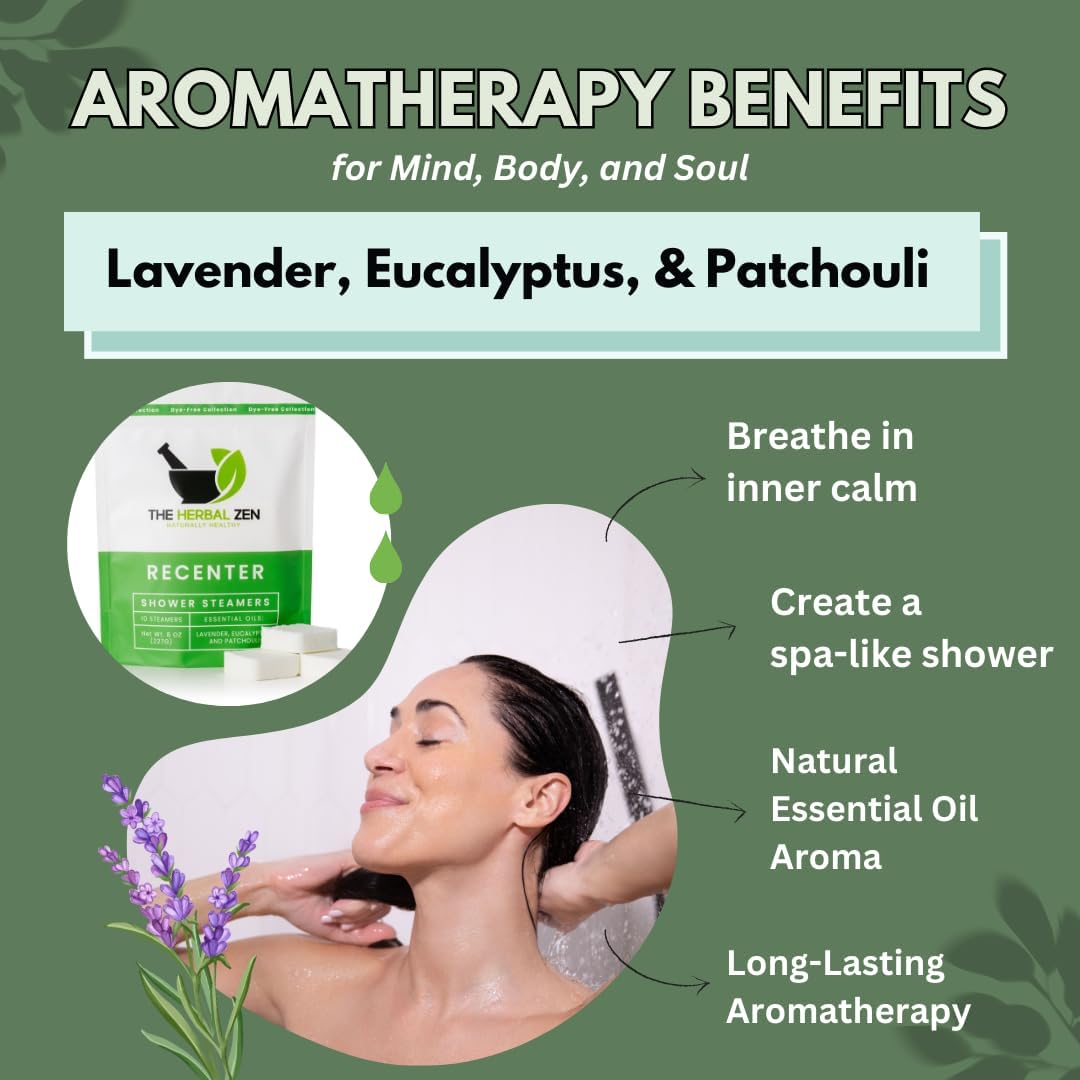 Recenter Shower Steamers Aromatherapy with Lavender and Eucalyptus Essential Oils, Aromatherapy Shower Bombs, Self Care Gift, Birthday Gift for Women, Bath Steamer for Women and Men