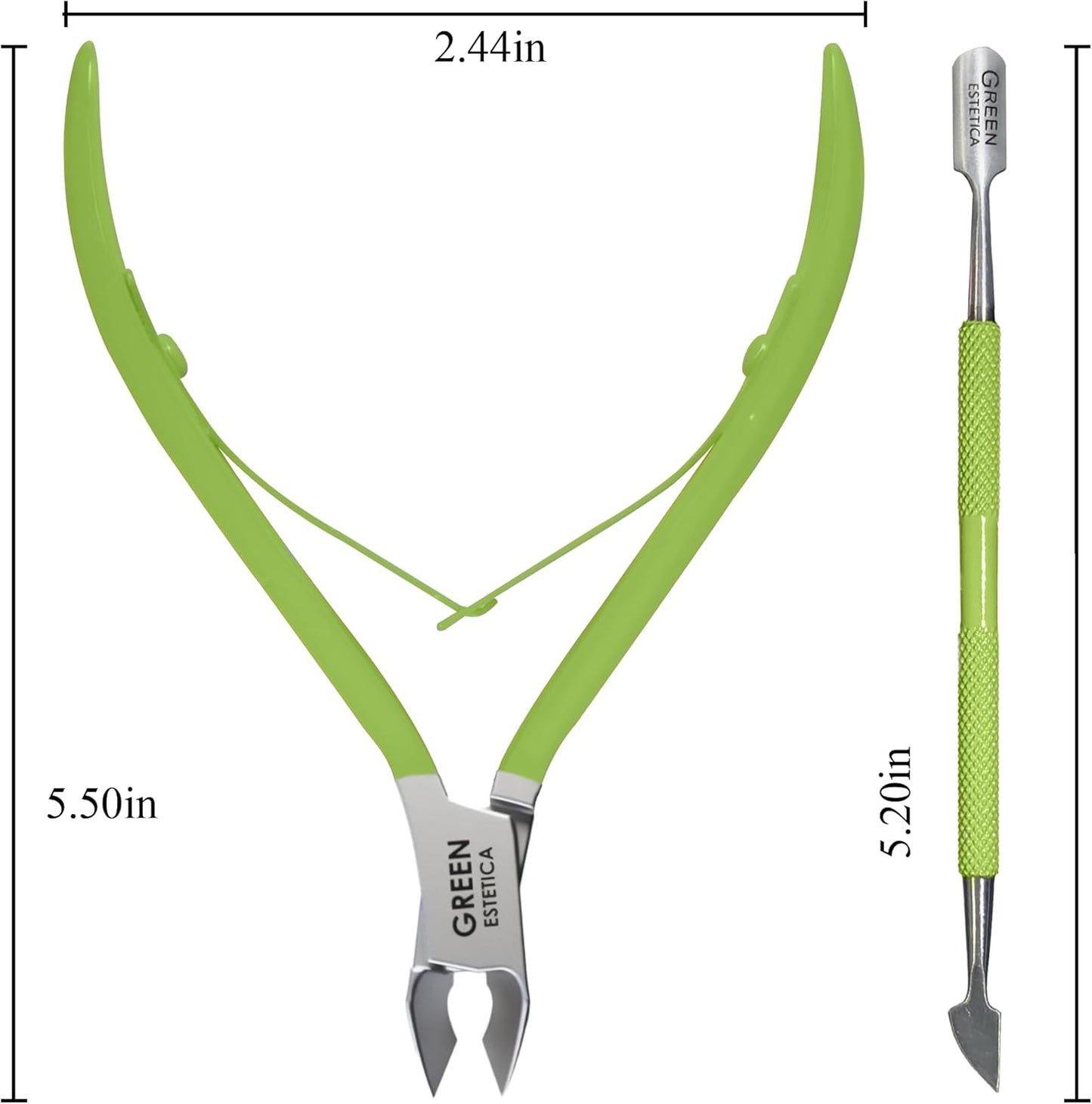 Professional Cuticle Trimmer with Cuticle Pusher Nail Cuticle Remover Nipper Silver Stainless Steel Sharp Blades Manicure Tools with Double Spring Nail Care Pedicure Nail Tools Home Spa (Green)