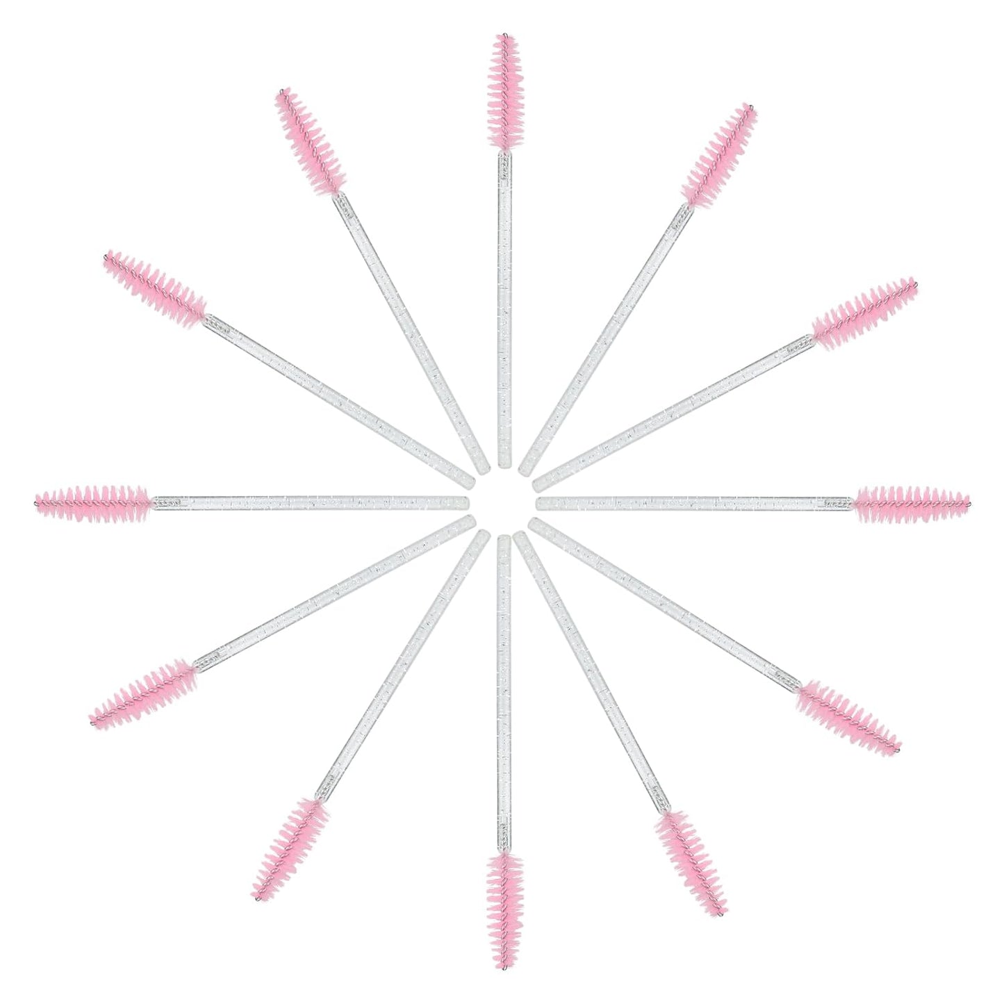 G2PLUS 300PCS Disposable Mascara Brushes, Crystal Lash Brush Makeup Kit, Adjustable Eyelash Spoolies for Eyelash Extensions, Eyebrow and Makeup (White + Pink)