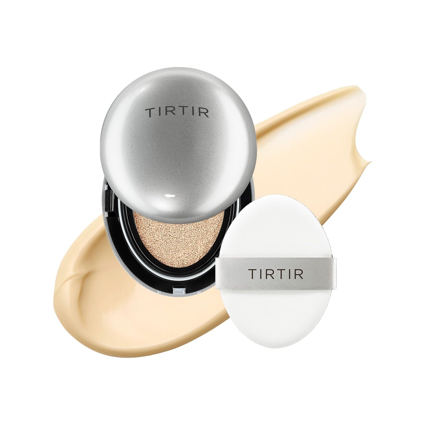 [*Mini Size*] TIRTIR Aura Glow Silver Cushion | Korean Cushion Foundation, (#17W French Vanilla, 0.15 Fl Oz)
