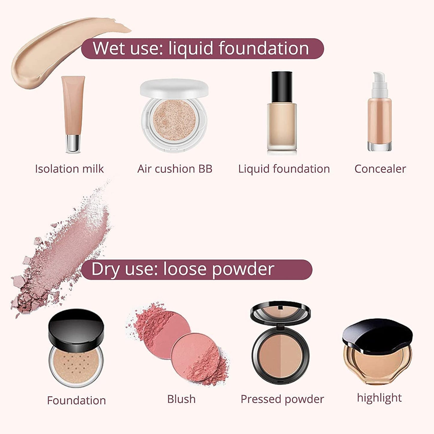 BEAKEY Flat Duo Patented Makeup Sponge Set of 2, Latex Free Pink Beauty Sponge for Foundation and Powder Application, Soft Blending Sponges, Large Flat Design, BeautyTools for Makeup Lovers