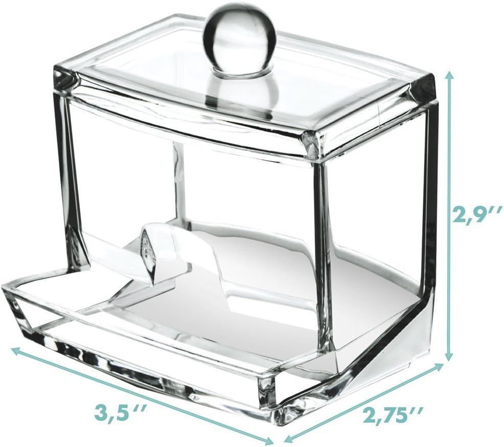 Sooyee Qtip Holder Restroom Organizer,Acrylic Q Tip Storage Organizer,Cotton Swab Holder,Qtip Dispenser,Clear
