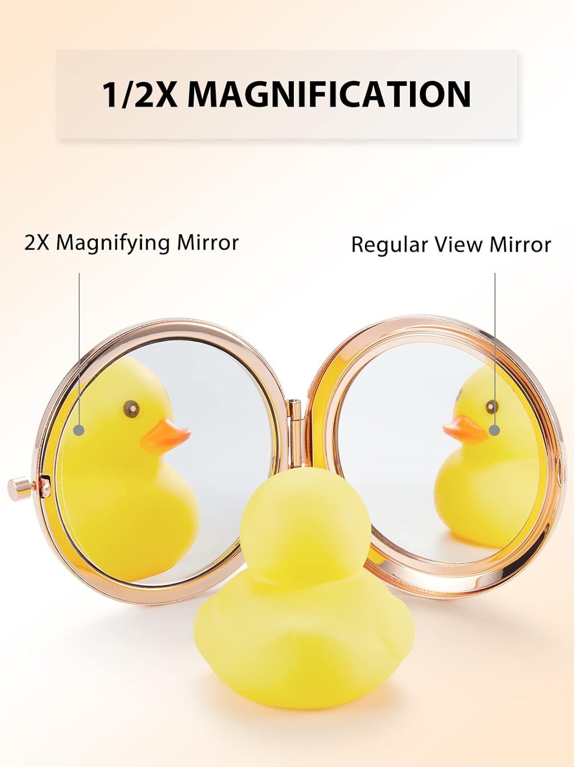 Compact Mirror Bulk, Set of 2 Double-Sided 1X/2X Magnifying Purse Pocket Makeup Mirrors(Round, Rose Gold and Silver)