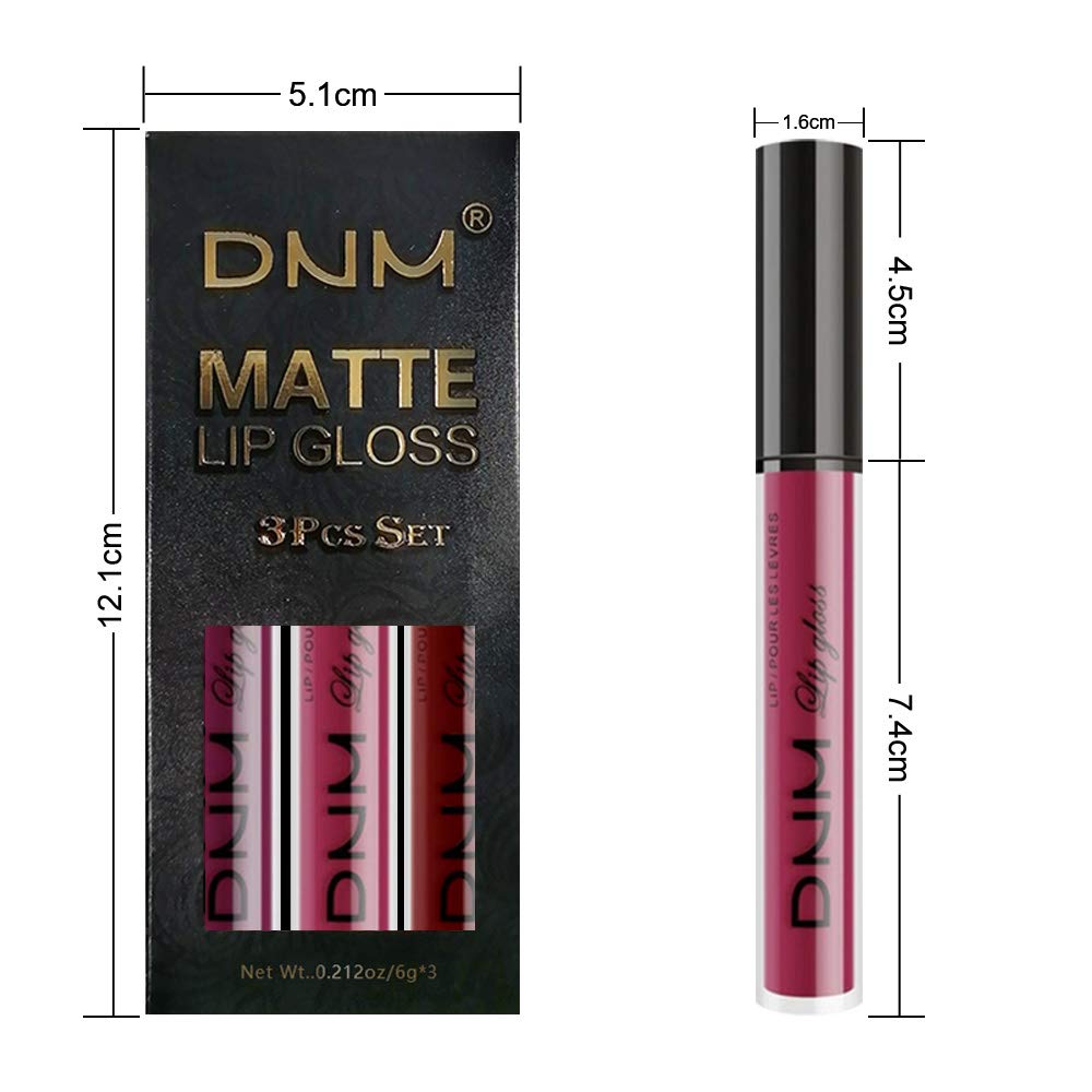 evpct 3Pcs Dark Purple Red Rose pink Matte Liquid Lipstick Sets for Black Women Matte Lipstick Lip Stain Long Lasting Waterproof 24, labial mate larga duracion 24 labiales mate 24 horas originales