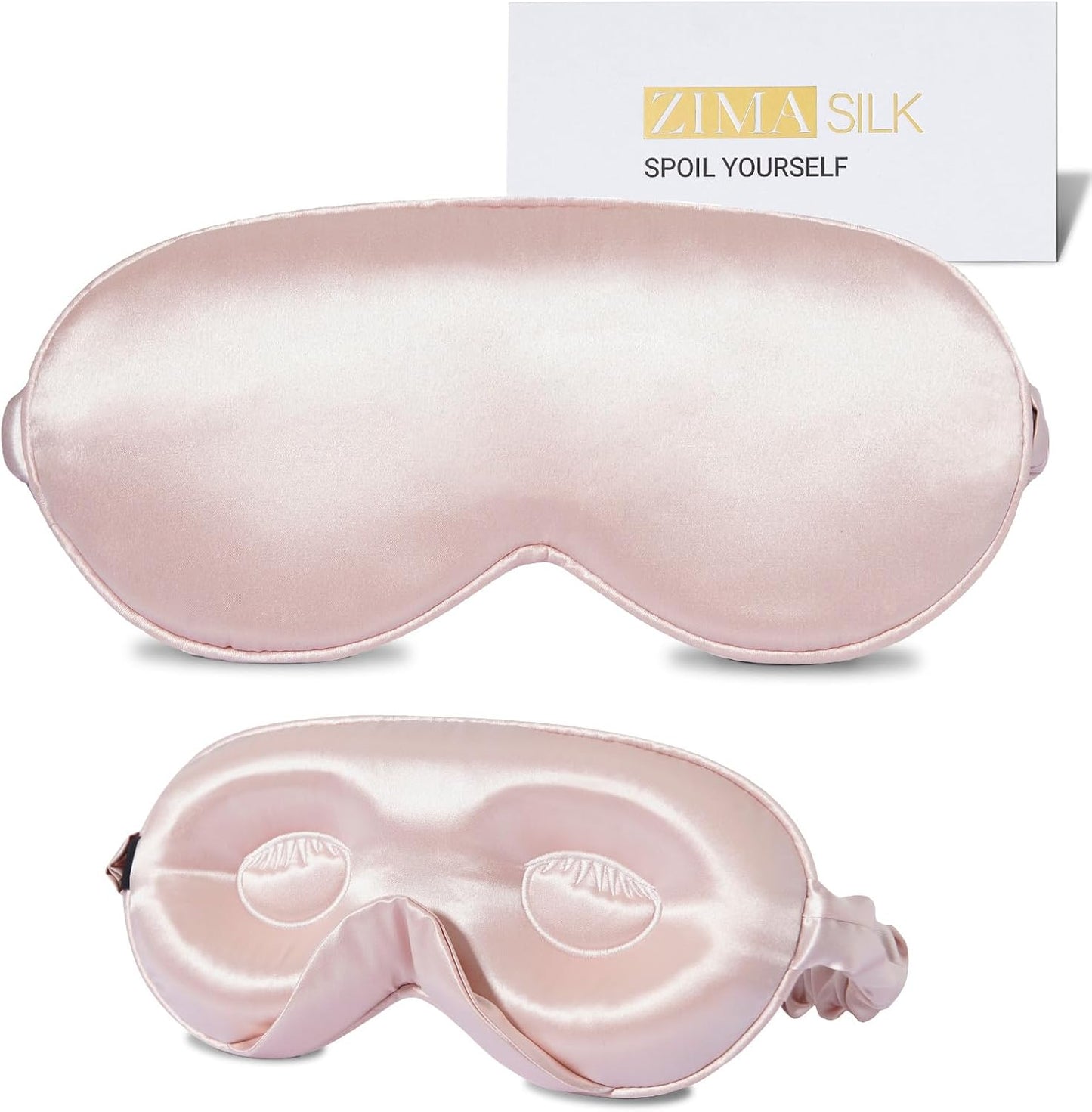 ZIMASILK Adjustable 22 Momme 100% Mulberry Silk Sleep Mask, Upgraded 3D Contoured Cup Eye Mask for Sleeping, Super Soft & Breathable Blindfold, Blackout for Deep Sleeping (Pink)
