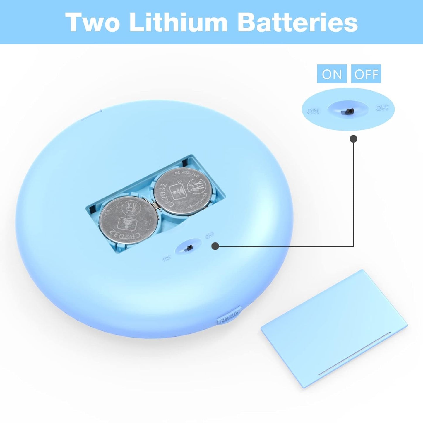 WOBSION Travel Compact Mirror,Portable 1x/10x LED Makeup Mirror with Magnification,Handheld 2-Sided Pocket Mirror, 3.5in Small Mirror for Purse,Handbag,Gifts,Blue