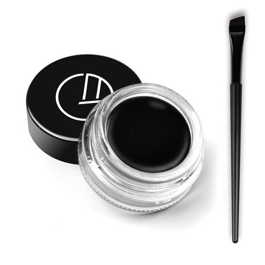 Eyeliner Gel Set,Long Lasting Waterproof With 5.51 IN Long Eyeliner Brush,High-Intensity Pigments Smudge-Proof Eye Liner Makeup Creamy Gel 5G-Black