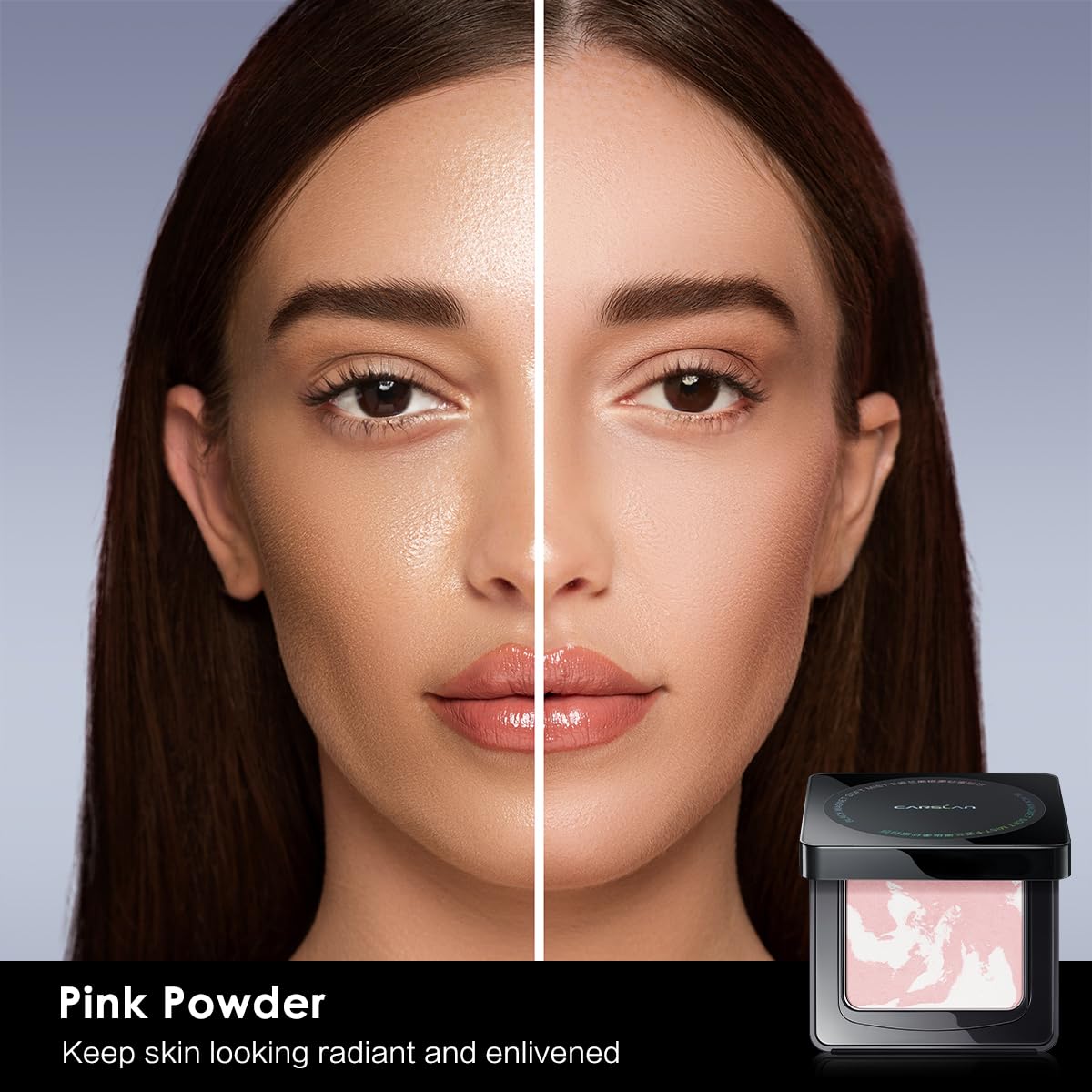 Waterproof Face Pressed Powder Compact, 24H Longlasting Oil Control Pressed Setting Powder Talc-Free Makeup, Shine Free, Poreless, Smooth, 04 Pink for dry&com skin (0.28Oz)