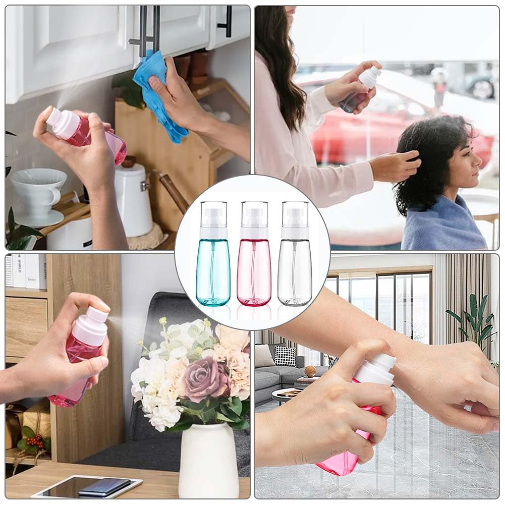 Cosywell Fine Mist Spray Bottle TSA Approved 3.4oz/ 100ml Empty Cosmetic Refillable Travel Containers Plastic Hair Spray Bottle Sprayer for Perfume Skincare Makeup Lotion (3color)