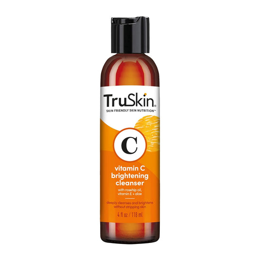 TruSkin Vitamin C Cleanser for Face - Brightening Face Wash with Vitamins C & E, Rosehip Oil, Aloe Vera and MSM - Deep Clean and Refresh for Radiant, Healthy-Looking Skin, 4 fl oz