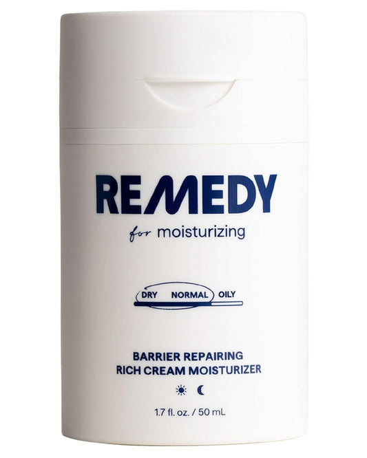 Remedy for Rich Moisture - Barrier Repairing Rich Cream Moisturizer for Normal to Dry Skin - Quadruple Ceramide Complex, Peptides, Squalane, Glycerin- By Dermatologist Dr. Shah, 1.7 fl. oz