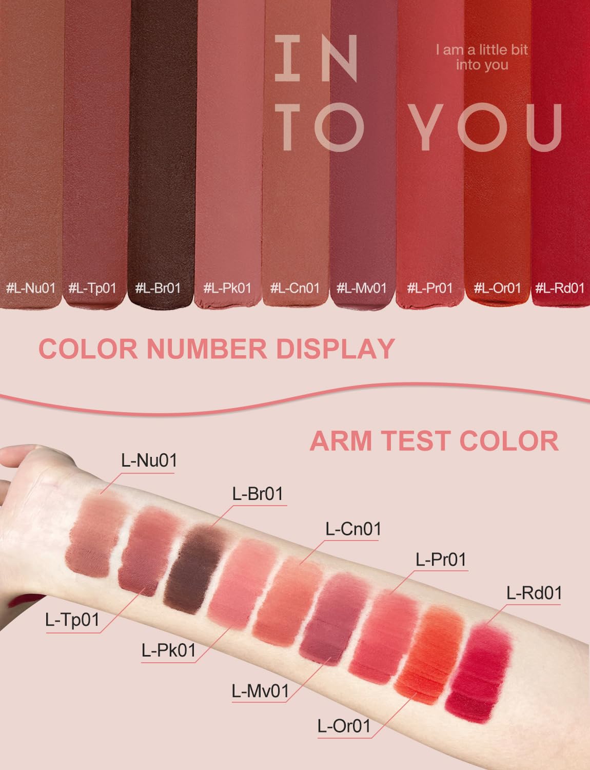 INTO YOU Matte Velvet Lip Stain Long Lasting Waterproof Lipstick Makeup Moisturizing Lipstick for Women(L-Or01)