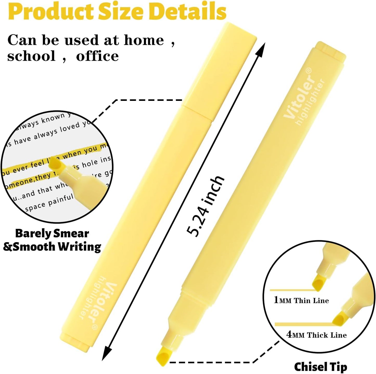 Highlighters, 8 pcs Aesthetic Pastel Highlighters, Chisel Tip Book Highlighter, Candy Colors, No Bleed Bible Highlighter Assorted Colors