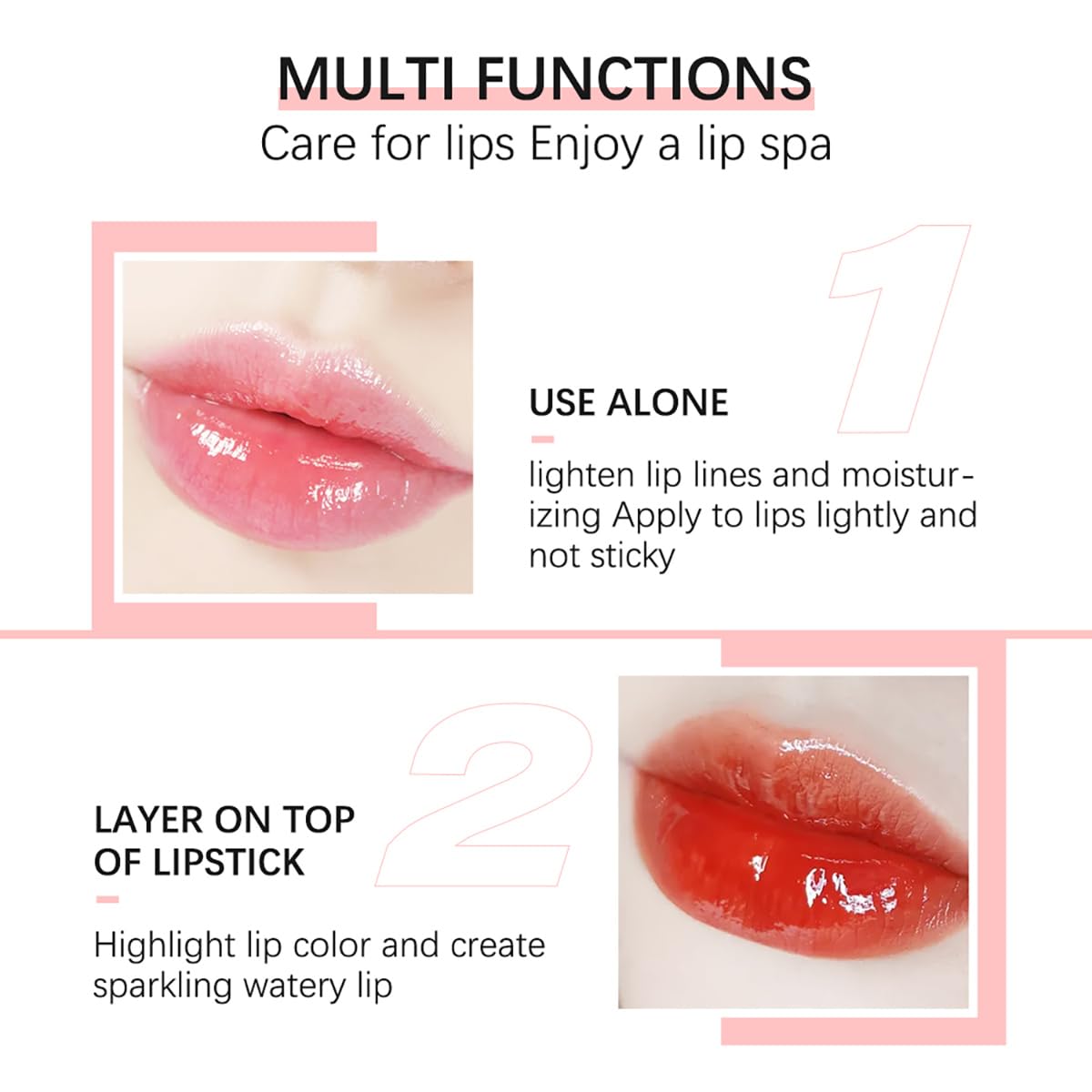 Hydrating Lip Glow Oil Moisturizing Plumping Lip Tint Lip Gloss Transparent Lip Balm Long Lasting Nourishing Repairing Lightening Lip Lines (000# CLEAR)