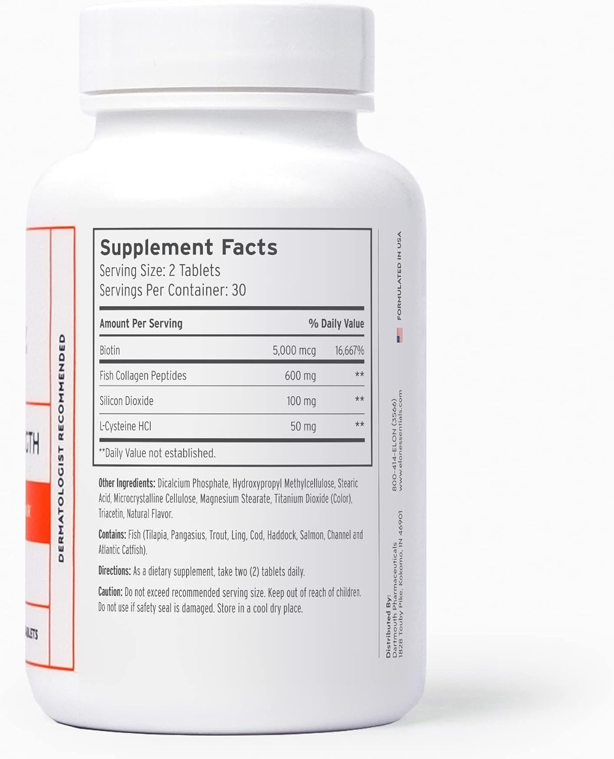 Elon R3 Extra Strength for Hair Growth - Supplements for Women to Grow Thicker, Fuller Hair, Advanced Formula with 5000 mcg Biotin Per Serving & Collagen, 60 Count (Pack of 3)