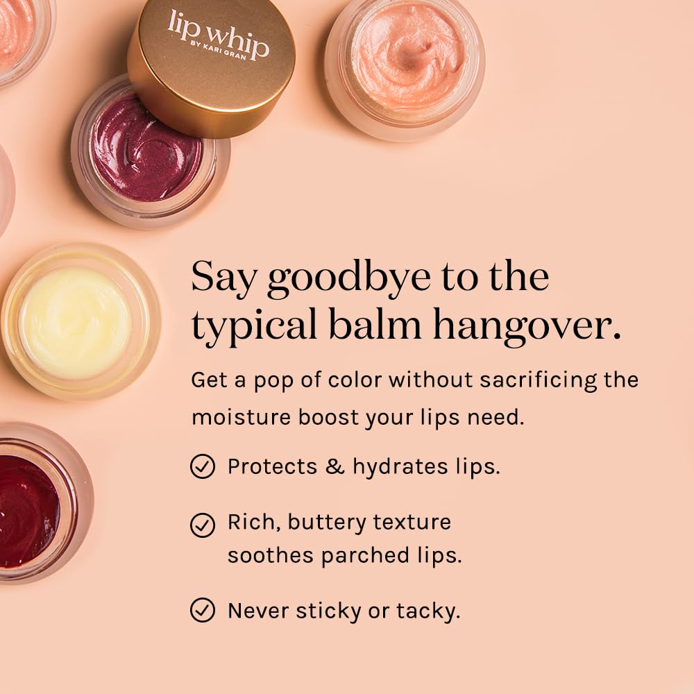 Kari Gran Lip Whip | Moisturizing Lip Balm with Organic Oils | Clear Glossy Sheen + Peppermint | Rich Buttery Texture, Hydrates & Protects | Non-GMO, Organic Ingredients, Made in USA (Rosie Gold)