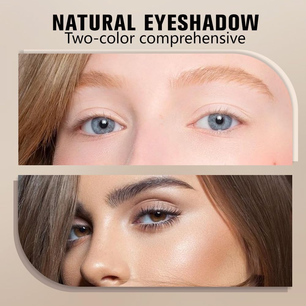 AMY'S DIARY Neutral Nude Eyeshadow Palette Makeup, 2 Colors Velvety Matte Finish, Cool-Toned Nude Taupe Eye Shadows, Natural Everyday to Eye Makeup Looks, for Brown Eyes Long Lasting Naturing-Looking