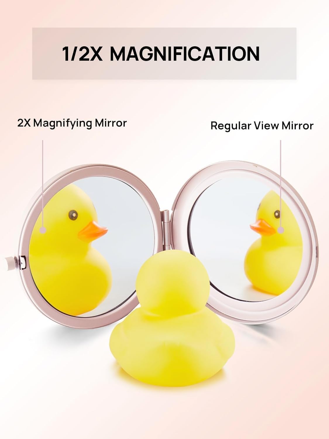 Compact Mirror for Purse, Pack of 6 Double-Sided 1X/2X Magnifying Round Metal Pocket Makeup Mirrors (Round, Pink Marshmallow)