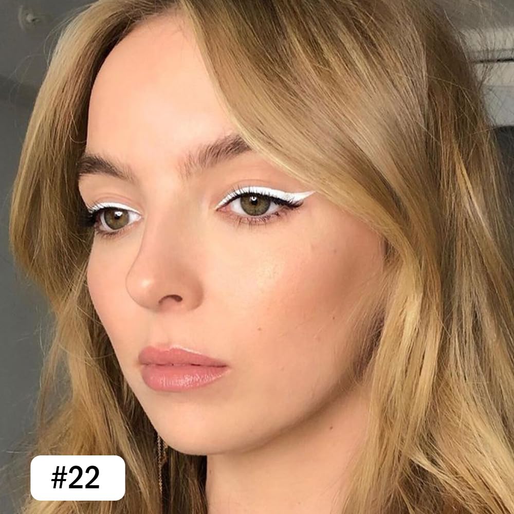 Kaely Gel Eyeliner Pencil for Women, White Eye Liner Waterproof Smudge Proof with Sharpener, Waterline Eye Makeup Liners, delineador de ojos contra el agua, Vegan & Cruelty-Free, 22