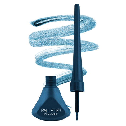 Palladio Liquid Eyeliner, Highly Pigmented and Waterproof Eyeliner, For Intense Eye Definition, Smear-proof Eyeliner Liquid, Includes Easy Grip Wand and Felt Tip Eyeliner Applicator, Aquamarine