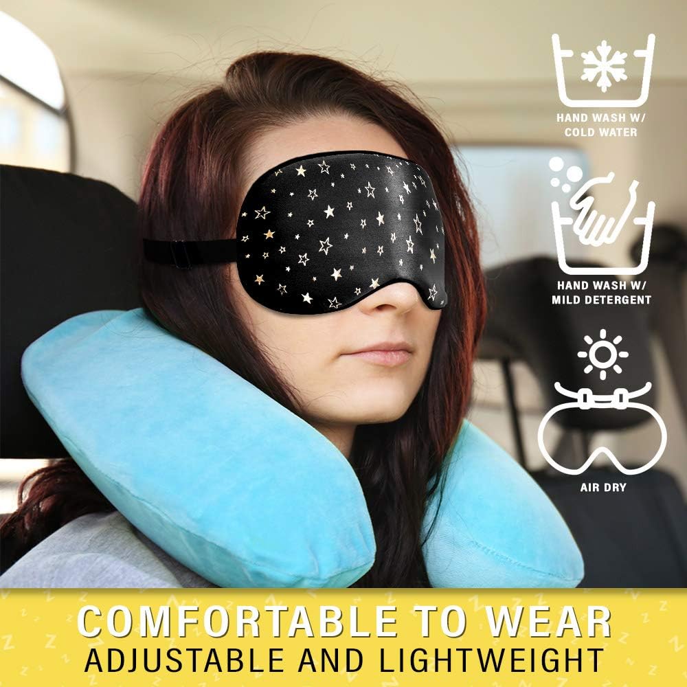 Silk Sleep Eye Mask for Men Women, Comfortable Super Soft Eye Mask with Adjustable Strap, 100% Pure Silk, Works with Every Nap Position, Ultimate Sleeping Aid Blindfold, Blocks Light, Jersey Slumber