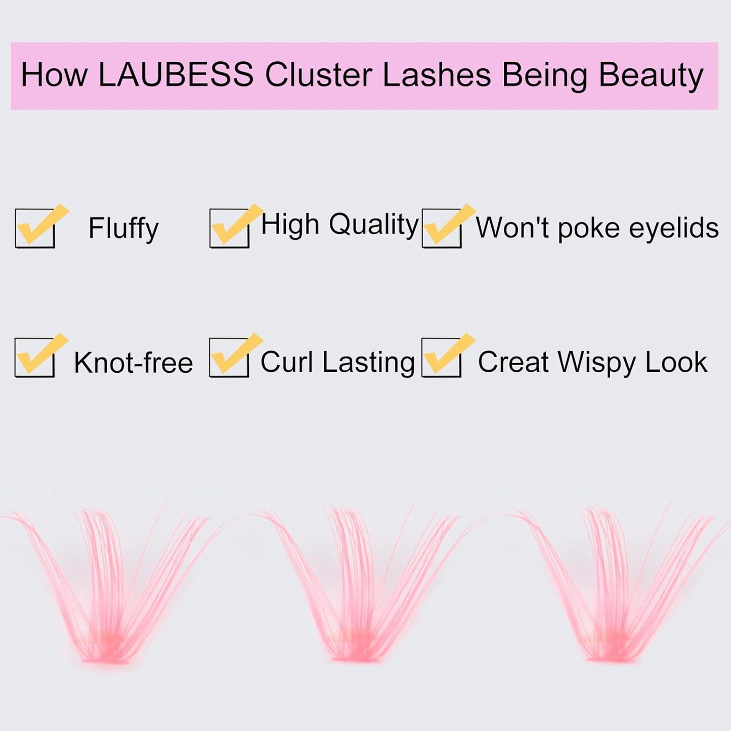 Colored Lash Clusters LAUBESS Colored Eyelash Clusters Wispy Pink Colored Lash Extensions Colorful Lash Clusters Individual Lashes (Pink 40D-0.07D-Mix9-16)